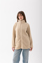 Women's Cream Mock Neck Zippered Fleece Jacket