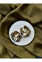Large Gold Black Framed Pearl Women's Earrings - 4