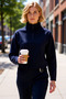 Women's Mock Neck Low Arm Zippered Regular Fit Knitted Sweatshirt Functional Durable Stylish