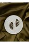 Gold Leopard Fabric Detailed Fan Women's Earrings - 3