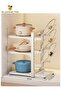 Kitchen Storage Rack, Freestanding Multi-Tier Pot Rack, White