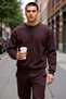 Men's Crew Neck Low Sleeve Oversized Thick Embroidered Sweatshirt Functional Durable Sports
