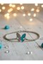 Colorful Butterfly Figured Zircon Stone Steel Bracelet - 2