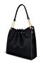 Black Nubuck Chain Detailed Pleated Women's Shoulder Bag - 2