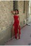 Lycra Imported Lace Strapless Dress (Shorts and Crop Top Are Also Included in the Package) - 5