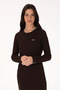 Women's Brown Crew Neck Midi Length Knitwear Dress 50313835-Vr084 - 2