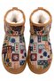 Women's Vegan Leather Brown Ankle Boots - Anatolian Patterns Design - 5