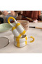 2-Piece Handcrafted Striped Twist Drop Handle Natural Ceramic Mug Cup Tea / Cappuccino Cup - 3