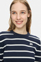 Teresa Navy Blue Crew Neck 100% Cotton Embroidered Standard Fit Women's Knitwear - 2