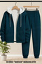 Unisex White Hooded Petrol Cardigan Petrol Bottom Tracksuit Set Zippered 3 Thread Winter 100% Cotton