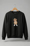 Teddy Bear Printed Regular Fit 3 Thread Fleece-Lined Crew Neck 100% Cotton Black Sweatshirt