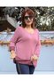 Italian Knitwear V-Neck Leopard Print Inside Dusty Rose - 3