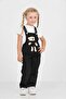 Denim Slopet Girl's Jumpsuit with Teddy Bear - 4
