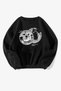 Unisex Disco World Printed Black Crew Neck Sweatshirt
