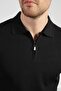 Black Polo Neck Zippered Men's Cotton Knit T-Shirt - 2