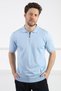 Blue Polo Neck Zippered Men's Cotton Knitwear T-Shirt