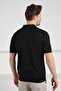 Black Polo Neck Zippered Men's Cotton Knit T-Shirt - 5