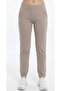 Women's Beige Sweatpants with Pockets and Belt Inside Paneled -P493