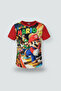Boy's Crew Neck Relax Fit Cotton Super Mario Printed Red T-Shirt - 4