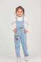 Girl's Slopet Children's Denim Overalls Labubu Brown Patterned - 3
