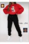 Women/Girls Loose Fitting Zero-Necklace Sweatshirt Set with Bag Bear Printed