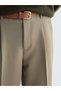 Khaki Waist Belted Carrot Cut Women's Pleated Trousers - 6