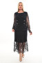 Stylish Evening Dress with Lace and Button Detail Ets7270