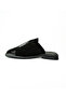 4104 Black Suede Leather Women's Slippers - 3