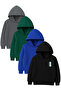 4-Piece Unisex Hooded Hoodie Set – Run Printed Kangaroo Pocket Sweatshirt