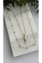 Steel Double Necklace (Feather Necklace with Zircon Star Detail and Crispy Necklace) - 3