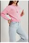 Women's Pink Hooded Oversize Crop Sweatshirt - 5