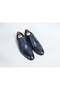 1009-10 Men's Shoes Leather Navy Blue - 6