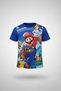 Boy's Crew Neck Relax Fit Cotton Super Mario Game Characters Printed Blue T-Shirt - 4