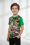 Boy's Crew Neck Relax Fit Cotton Super Mario Printed Green T-Shirt - 2