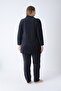 Women's Plus Size Cotton Zippered Velvet Tracksuit Set / Navy Blue 2296 - 8