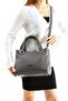 100% Genuine Leather Women's Gray Hand and Shoulder Bag - Handmade Italian Style Crossbody Model - 3