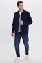 Men's Relax Fit Comfortable Cut Side Pocket Lumberjack Navy Blue Cashmere Jacket Shirt - 5