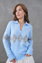 Women's Polo Neck Patterned Half Placket Knitwear Sweater 8597Sw - 6