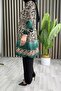 Gece Takim Wool Effect Fabric Tunic, Double Fabric Pants Emerald Women's Leopard Patterned Pants Hijab Suit - 4