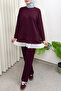 Six Pleated Tunic Set 58122 - Bordo