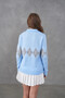 Women's Polo Neck Patterned Half Placket Knitwear Sweater 8597Sw - 8