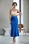 Women's Blue Satin Skirt Stylish Combination Maxi Length - 2