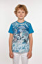 Boy's Crew Neck Relax Fit Cotton 3D Dolphin Fish Printed Blue T-Shirt