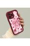 iPhone 14 Pro Compatible Beautiful Rose Pattern Burgundy Silicone Impact Protection Case - 3