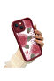 iPhone 14 Plus Compatible Beautiful Rose Pattern Burgundy Silicone Impact Protection Case - 2