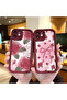 iPhone 14 Plus Compatible Beautiful Rose Pattern Burgundy Silicone Impact Protection Case - 8