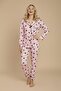 Pink Bing Bang Patterned Women's Shirt Collar Long Sleeve Pajama Set - 3