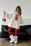 Women's Oversized Sweatshirt Dress Matryoshka Girl Printed White – Crew Neck, 3 Thread Fleece - 6