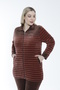 Women's Plus Size Cotton Zippered Velvet Tracksuit Set / Tile - - B 2280 - 4