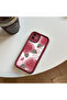 iPhone 14 Plus Compatible Beautiful Rose Pattern Burgundy Silicone Impact Protection Case - 6